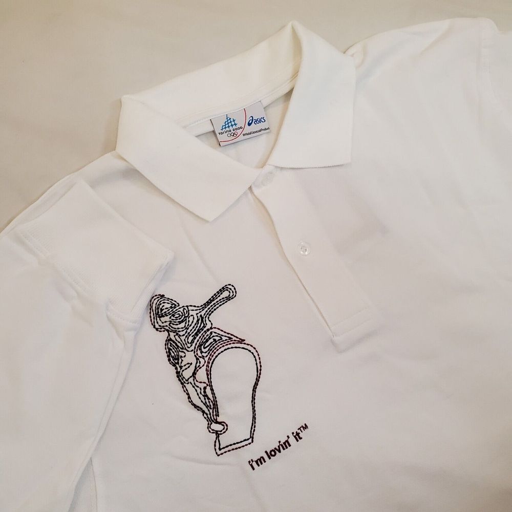 Asics Torino 2006 White Long Sleeve Polo NWT‎ Size XXL